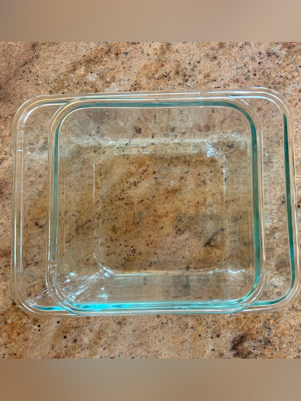 Pyrex #7211R & #8704 Aqua Tint Glass Baking Dish Set - Tempered Glass